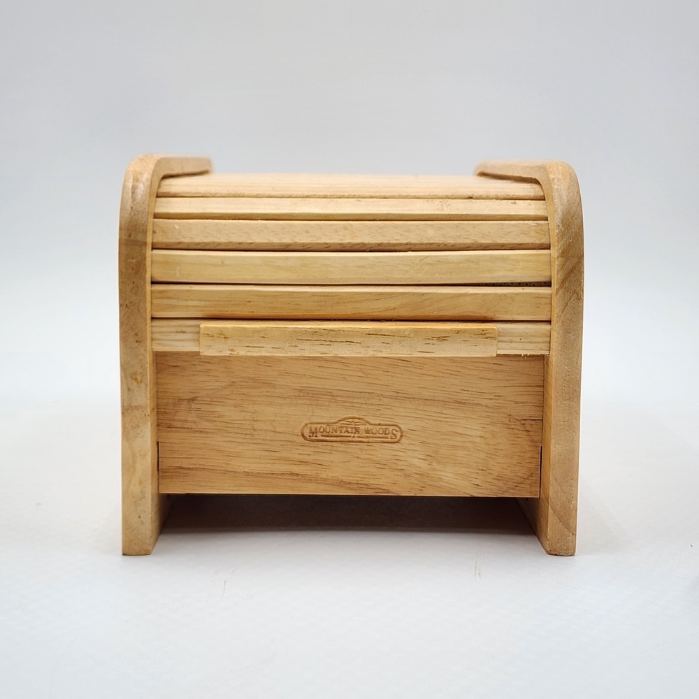 Mountain Woods Large Recipe Box Rollback Natural Wood Cards 2003